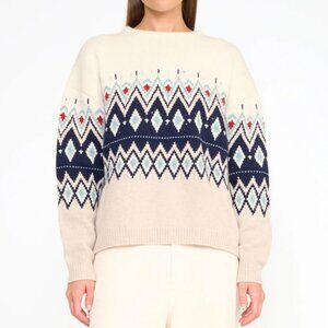 NWT STAUD Moritz Sweater - Oatmeal Multi Fairisle